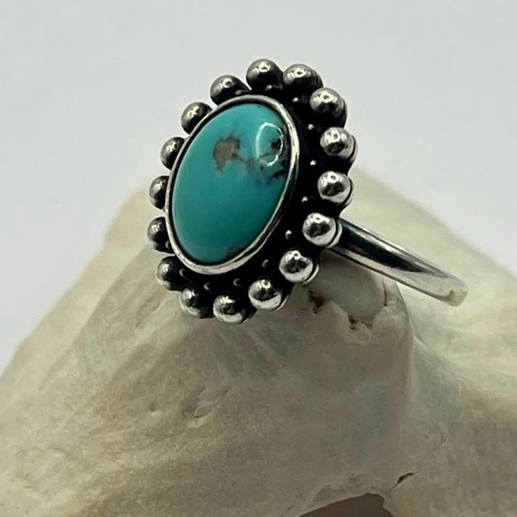 James Avery Retired Design Large Oval Turquoise Santorini Silver Ring - Picture 1 of 16